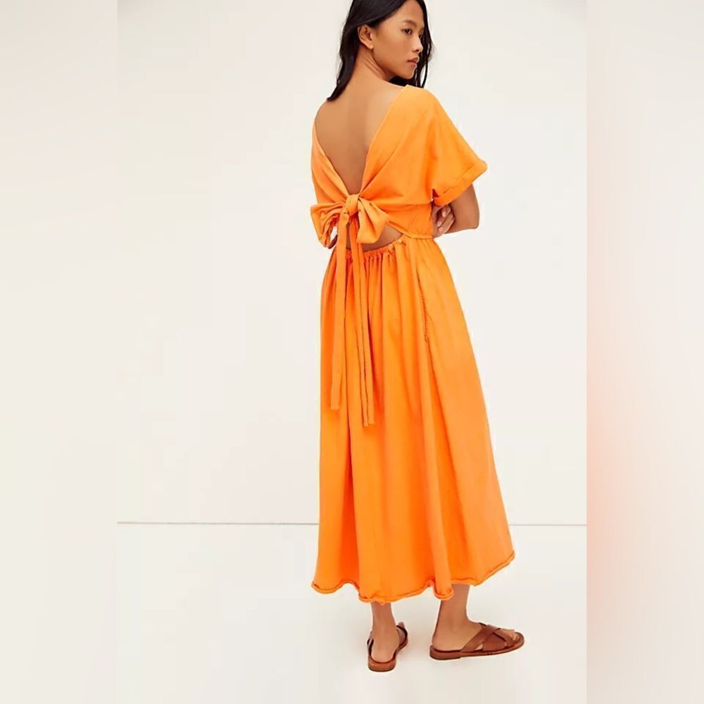 Free people beach orange sorrento midi dress